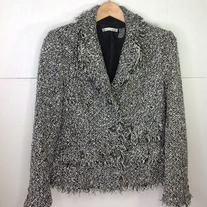 Peter Nygard Black Metallic Blazer Pearl  Fringe